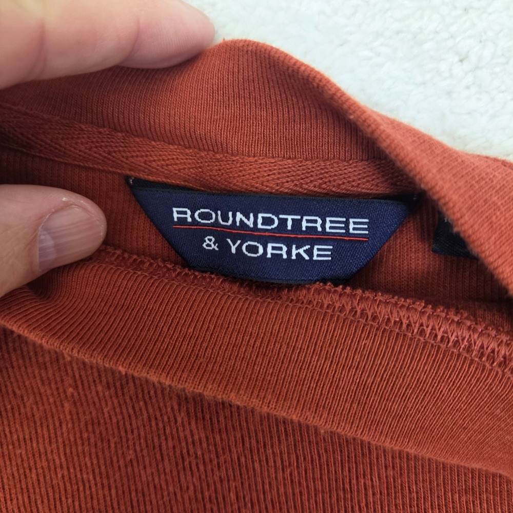 Roundtree & Yorke Mens 2X Burnt Orange Ribbed Cotton Long Sleeve Crewneck Shirt - Picture 2 of 7